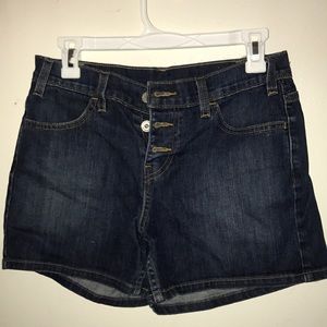 Dark wash denim shorts